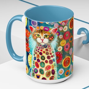 Artsy Cat Mug Gift for Cat Lover Coffee Mugs Abstract Cat Mug Watercolor Cat Ceramic Coffee Cup Cat Gift Cat Mom Gifts for Her Cat Lover Mug