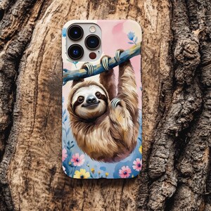 Sloth Phone Cases for iPhone Galaxy and Pixel Watercolor Sloth Cell Phone Case Gift for Sloth Lover Protective Phone Case Sloth Phone Cover