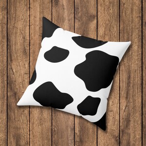 12 X 12 Black and White Cow Print Decorative Pillow Cover Etsy