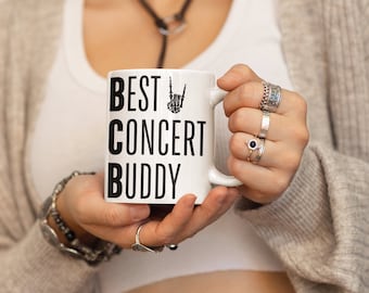 Best Concert Buddy Mugs, Mug Gift for Concert Friend, Concert Lover Mug for Best Friend, Rocker Coffee Mug, Devil Horns Concert Lover Mug