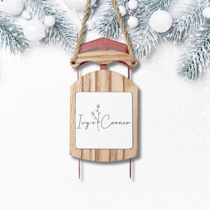 Christmas Ornament Mockup Wooden Sled Ornament Mockup Sled Christmas Ornament Mock Up Christmas Sled Ornament Mockup POD Blank Sled Ornament