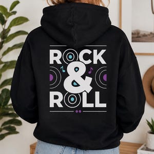 Rock and Roll Black Zip Up Hoodie, Concert Lover Streetwear