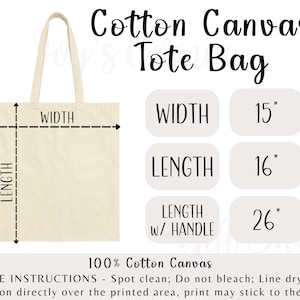 Tote Bag Size Chart, Canvas Tote Bag Template for POD Liberty Bags OAD113, Printify Natural Cotton Canvas Tote Bag Size Chart Etsy Shop Tool