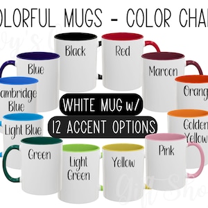 Tabla de tamaños y tabla de colores de tazas Accent de 11 oz y 15 oz, plantilla de tabla de colores para tazas POD de café, herramienta de tabla de tamaños de tazas de dos tonos de Printify