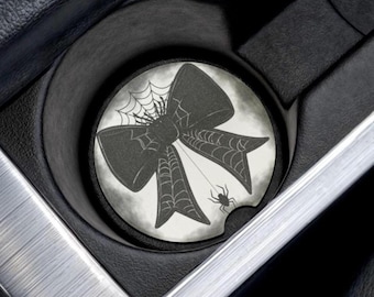 Posavasos gótico para coche: lazo de araña negro, decoración de Halloween para coche