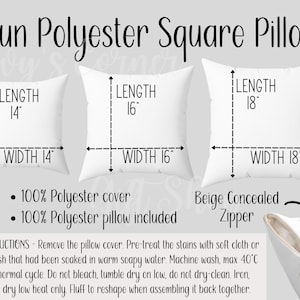 Spun Polyester Quadratische Kissen Größentabelle Vorlage für POD, Quadratische Polyester Kissen Größentabelle für 3 Größen, Indoor Kissen Size Chart Tool