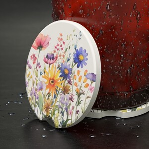 Watercolor Wildflowers Soapstone Car Coasters Summer Flowers Car Drink Holder Coasters Wildflowers Car Accessories Gift Floral Car Coaster Bild 6