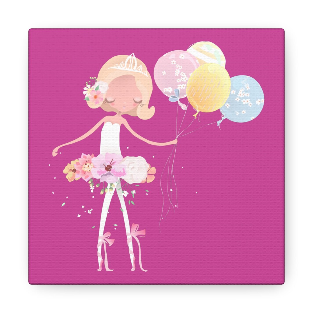 Little Girl Ballerina Balloons Canvas Art Ballet Dancer With Etsy