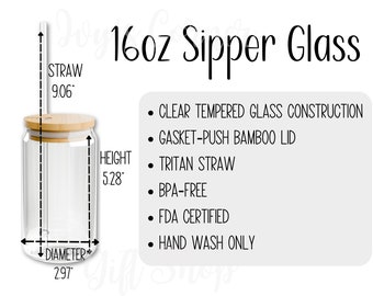 16oz Sipper Glass Size Chart Template for POD Etsy Tools, Beer Can Glass Size Guide and Attributes, Glass with Lid and Straw Size Chart Tool