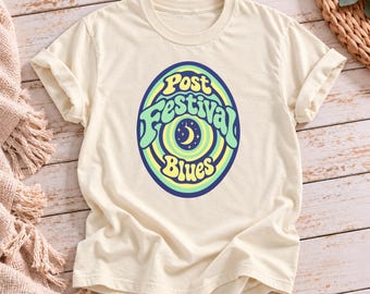 Post Festival Blues Music Lover Shirt, Moon and Stars Print, Festival Memory Gift (Butter, Ivory)