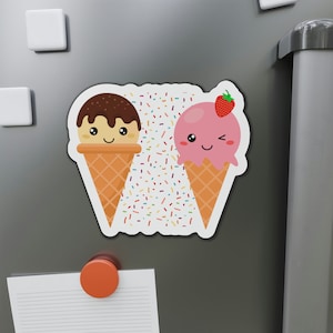 Happy Ice Cream Cones Magnets Cute Couples Ice Cream Cones with Sprinkles Magnet Gifts for Refrigerator Magnet Kitchen Decor Kawaii Magnets