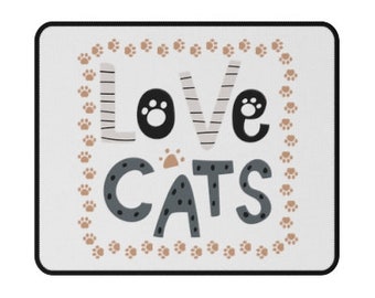 Love Cats Mouse Pad Cat Paw Prints Rectangular Non Slip Mouse Pad for Desk Office Decor Cute Mouse Pad Cat Lover Gift Cat Mouse Pad