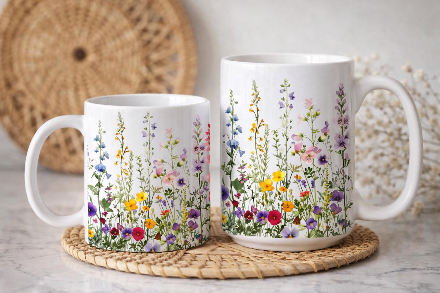 Dainty Wildflower Ceramic Coffee Mugs 11oz or 15oz - Etsy