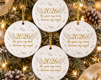 2026 Memorial Christmas Ornament, Mom Dad Grandma Grandpa Remembrance Gift, Loss of Loved One, Christmas in Heaven, Angel Wings Keepsake