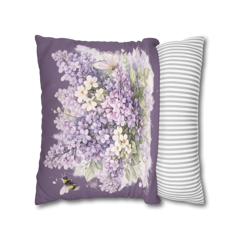 Purple home - Purple lilac floral pillow, botanical Throw Pillow, Spring Flower Cushion, Cottagecore Decor, Indoor Outdoor Pillow or Pillow Cover 