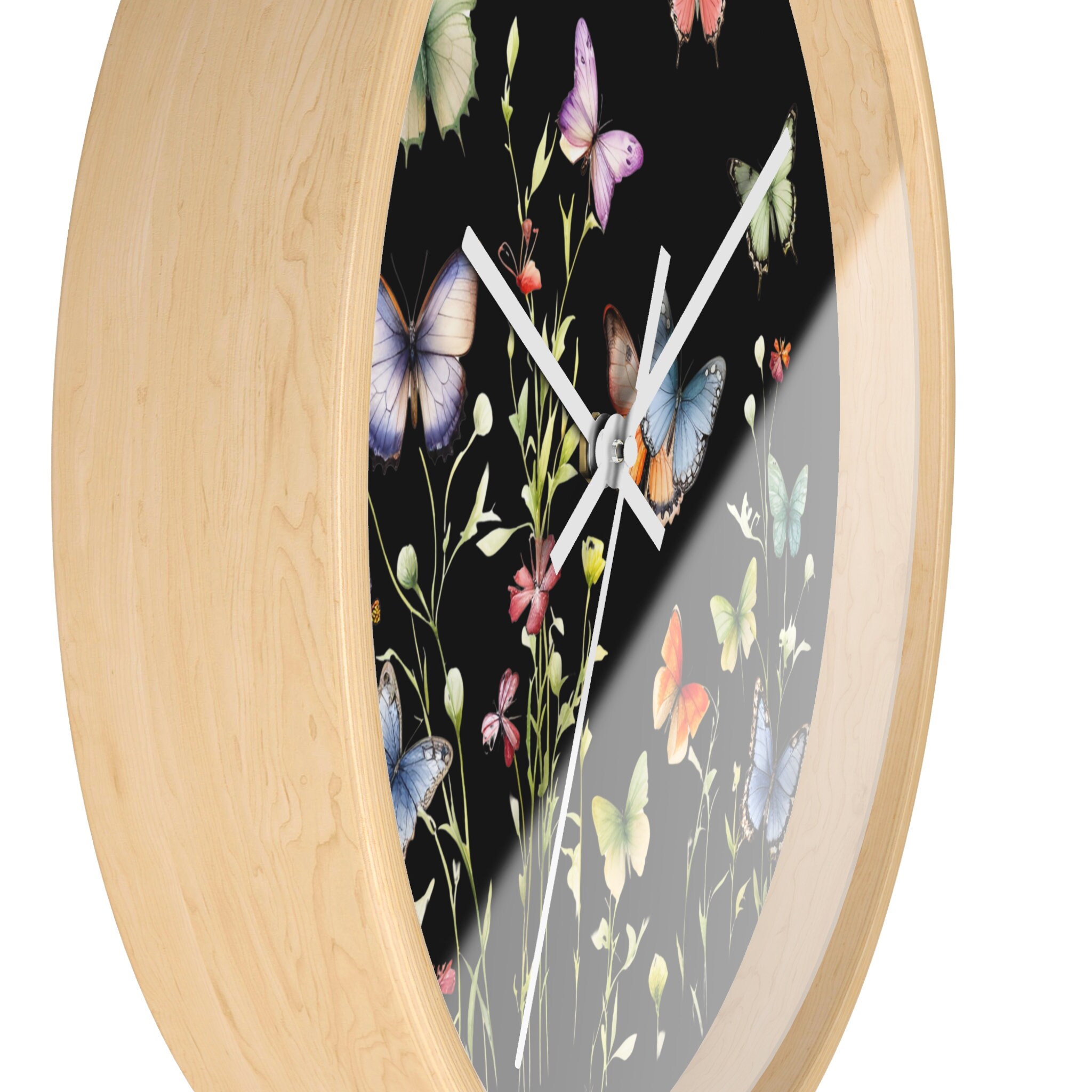 Prety Clock Pretty Butterfly Wall Clock Butterflies Black Wall Clocks Butterfly ...