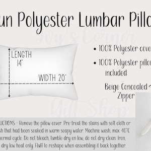 Spun Polyester Lumbar Pillows Size Chart Template for POD, Lumbar Polyester Pillows Size Guide for 3 Sizes, Rectangle Pillow Size Chart Tool