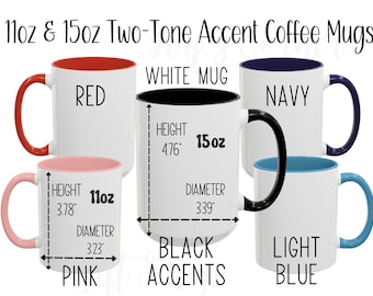 Accent Mug Size Chart and Color Chart for 11oz and 15 oz, Color Chart Template for POD Mugs Coffee, Printify Two Tone Mugs Size Chart Tool