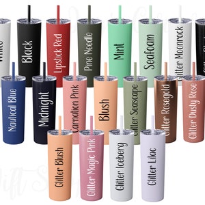 Plantilla de tabla de colores para vasos delgados de 20 oz para herramientas de Etsy POD, guía de colores para vasos delgados Maars, guía de tabla de colores para vasos con tapa y pajita