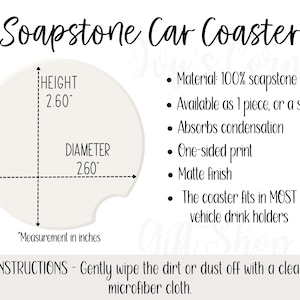 Soapstone Car Coaster Size Chart Template for POD Etsy Tools, Car Coasters Size Guide and Attributes, Printify Car Coaster Size Chart Tool