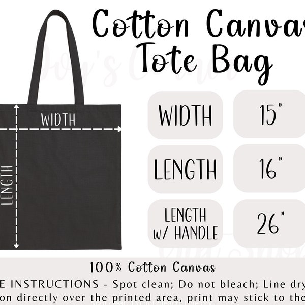 Tote Bag Size Chart, Canvas Black Tote Bag Template for POD Liberty Bags OAD113, Printify Cotton Canvas Tote Bag Size Charts Etsy Shop Tools