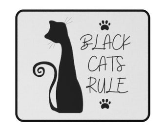 Black Cats Rule Mouse Pad Black Cat Rectangular Non Slip Mouse Pad for Desk Office Decor Black Cat Gift Cat Lover Gift Cat Mouse Pad