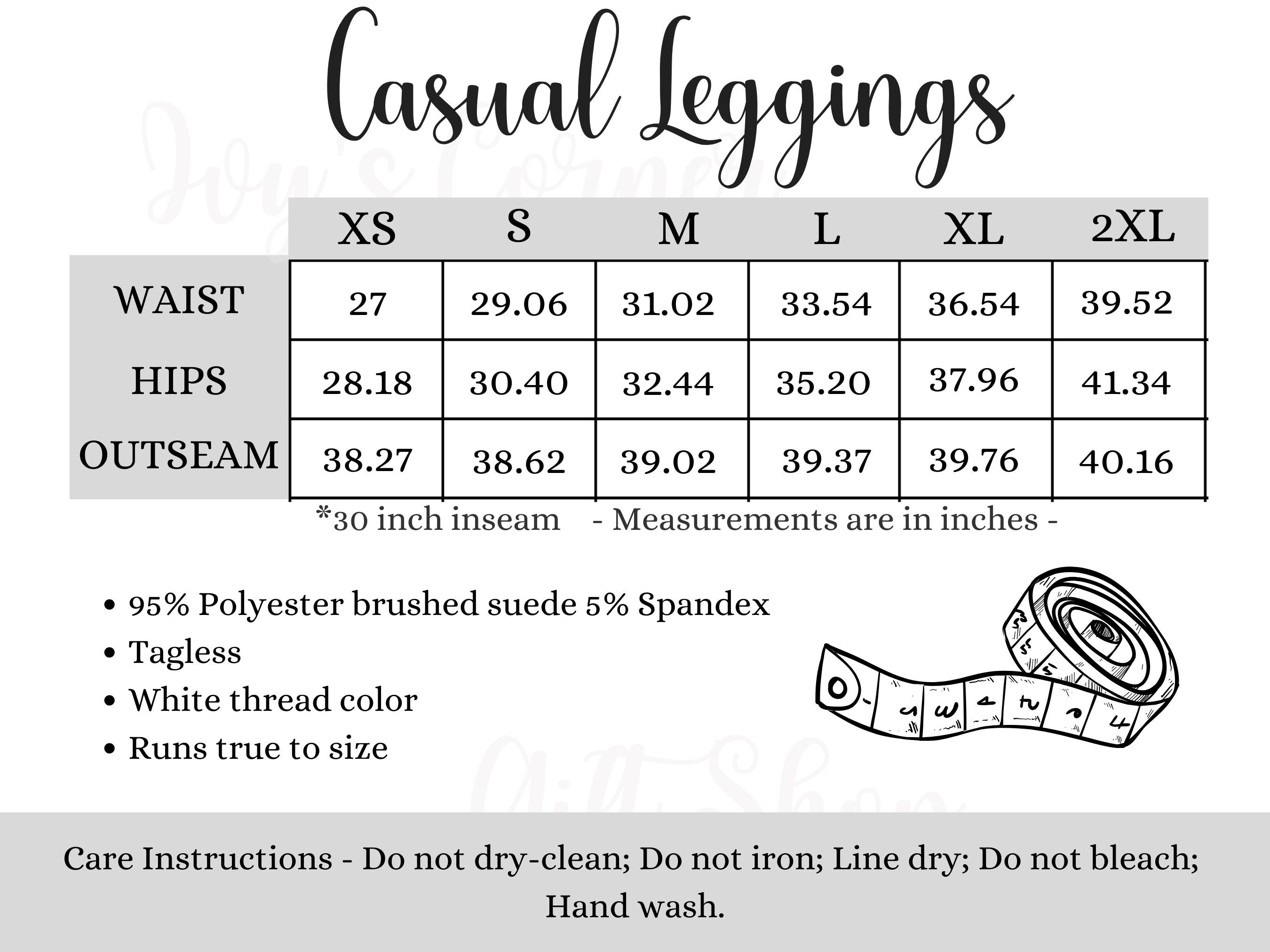 Printfy's High Waisted Yoga Leggings Size Chart, Size Chart for Printify's  Women's Cut Sew Casual Leggings, High Waisted Leggings Size Chart -   Canada