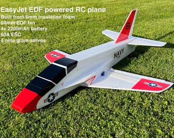 Plans for easy to build EDF powered RC plane | "EasyJet" | Simple RC