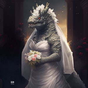 Bridezilla: A Playful and Unexpected Portrait of Godzilla in a Wedding Dress