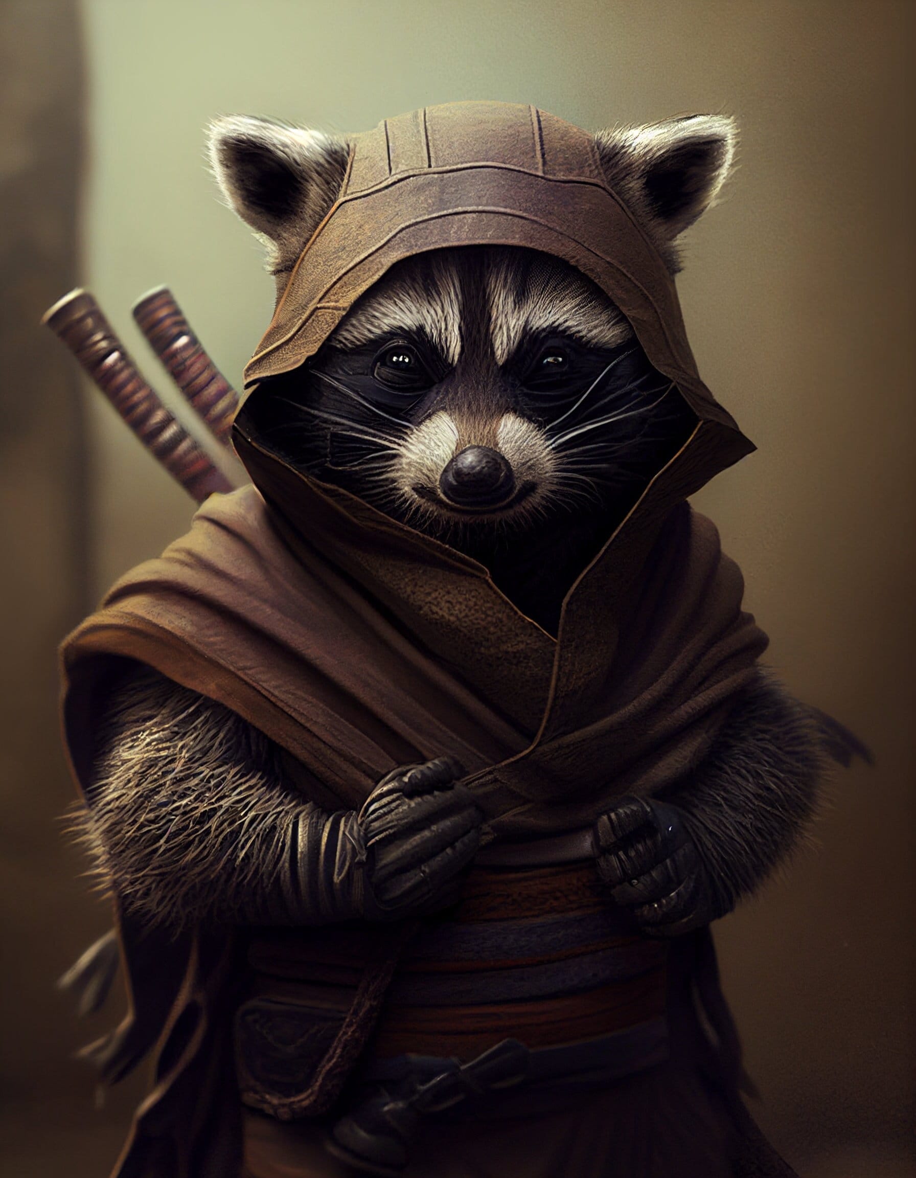 Raccoon Ninja: A Playful and Cute Portrait of a Raccoon Ninja
