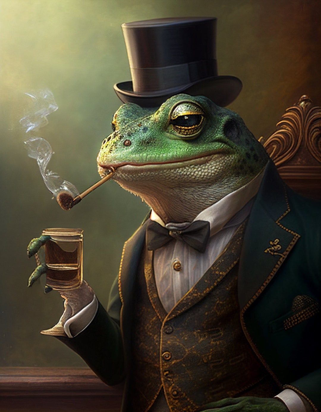 The Dapper Frog A Portrait of Style and Sophistication Etsy