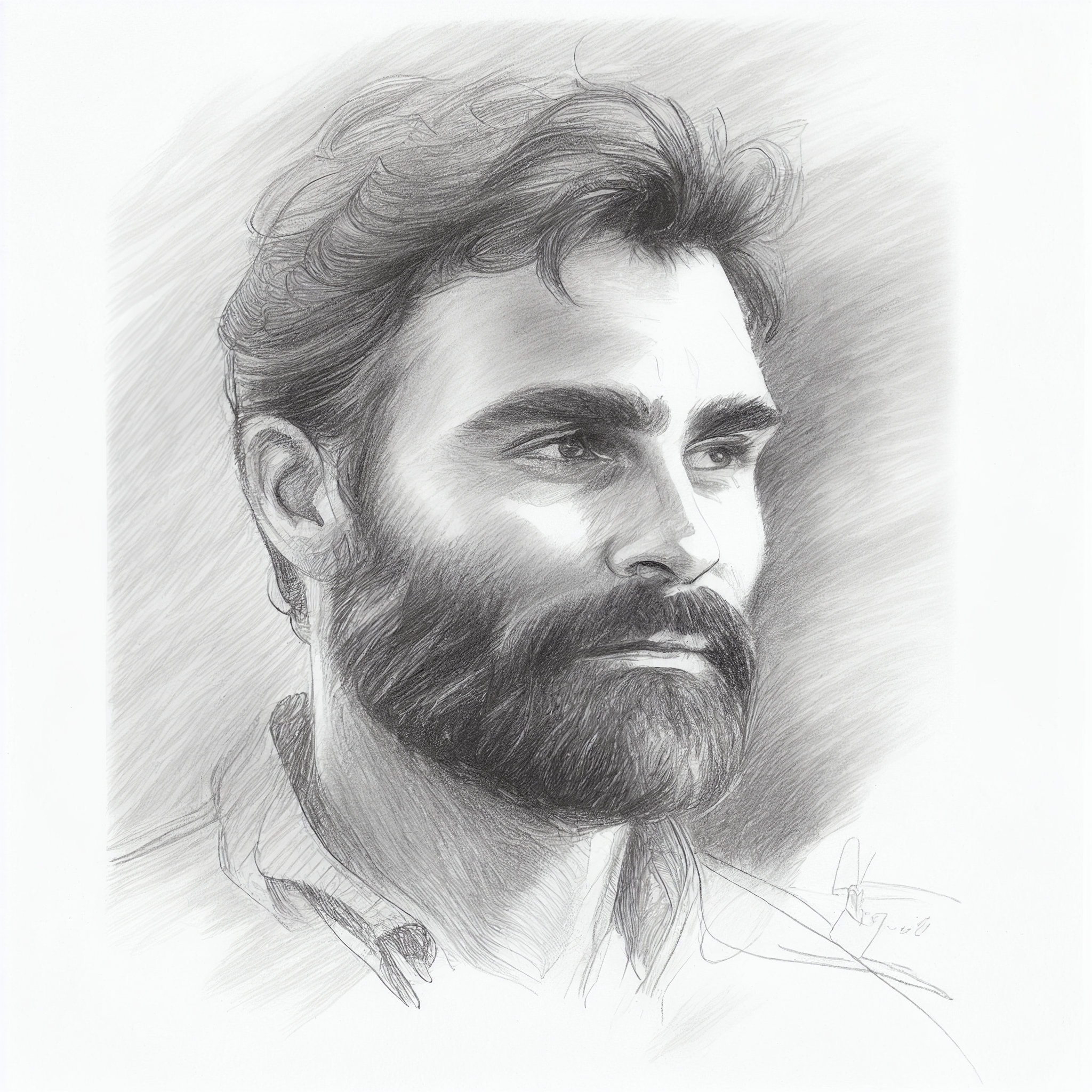 Man With Beard Sitting Thinking Drawing Black and White :: Behance