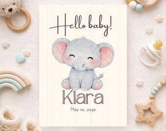 Anuncio de bebé neutro | Plantilla "Hola Bebé" | Anuncio de nacimiento editable en Canva | Anuncio de recién nacido neutro | Descarga digital