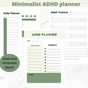 Digital minimalist AHDH Planner | printable | instant download | Planner Adult, ADHD journal | ADHD planner | pdf