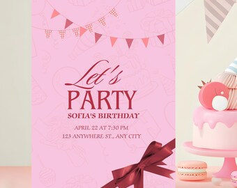 Invitación de cumpleaños | Plantilla editable de Canva | Imprimible y compatible con dispositivos móviles