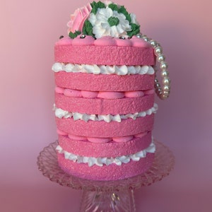 Handmade Pink Faux Cake: 5-inch Display Cake Photo Prop