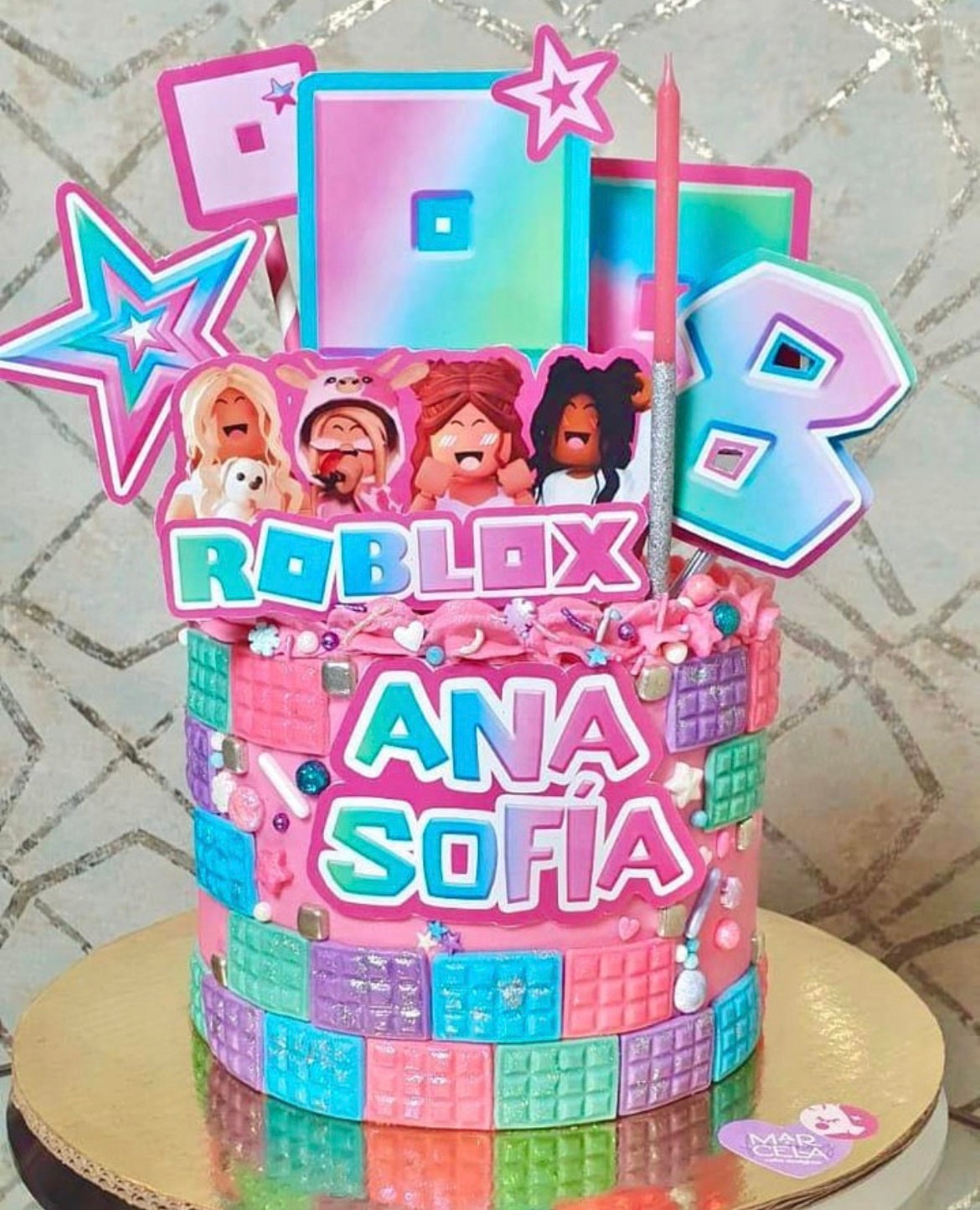 ROBLOX Custom Printable Party Toppers for Cakes Birthday Pink Party