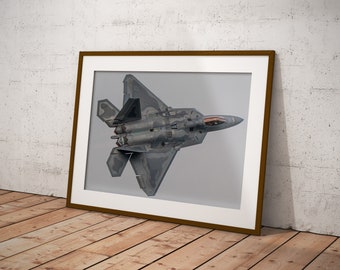 F-22 Stealth Fighter - Military Aircraft Photographic Print for Aviation Fans - Aviation Wall Art