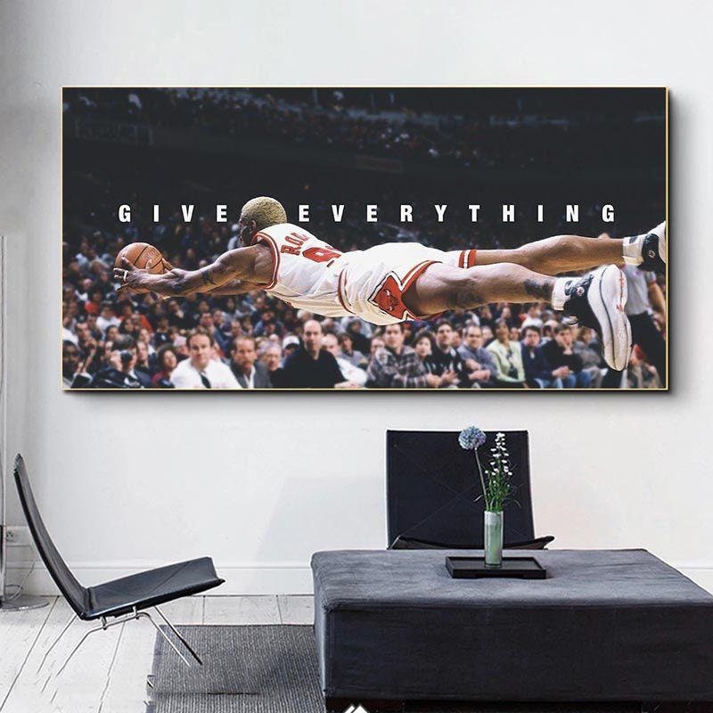 Give Everything Dennis Rodman Basketball Canvas Art