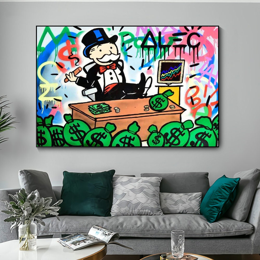 OPBGM Alec Monopoly Rich Money Man Art Canvas Painting Wall Art