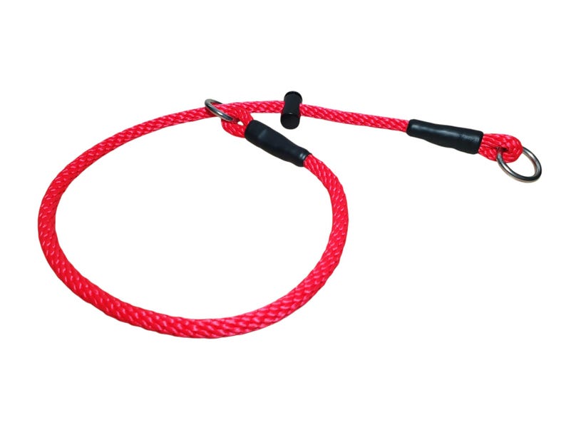 Slip Dog Training Collar, Choke Collar - 8mm PP Soft Rope, Snug Stopper Red