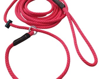 Slip Lead Dog Training Long Line 8mm PP Soft & Strong rope with Leather Binding