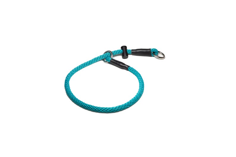 Slip Dog Training Collar, Choke Collar - 8mm PP Soft Rope, Snug Stopper Teal