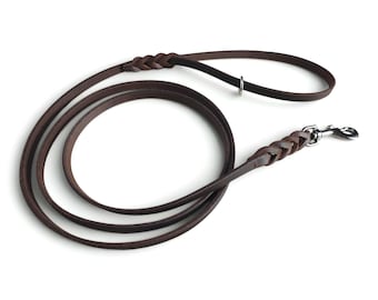 Braided Leather Dog Leash: 10x4mm Brown, Thin, Soft, Supple, Strong Lead