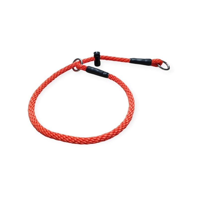 Slip Dog Training Collar, Choke Collar - 8mm PP Soft Rope, Snug Stopper Neon Orange
