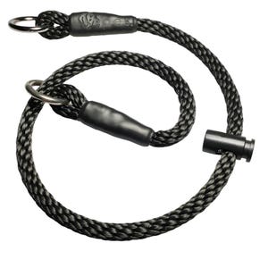 Slip Dog Training Collar, Choke Collar - 8mm PP Soft Rope, Snug Stopper Black