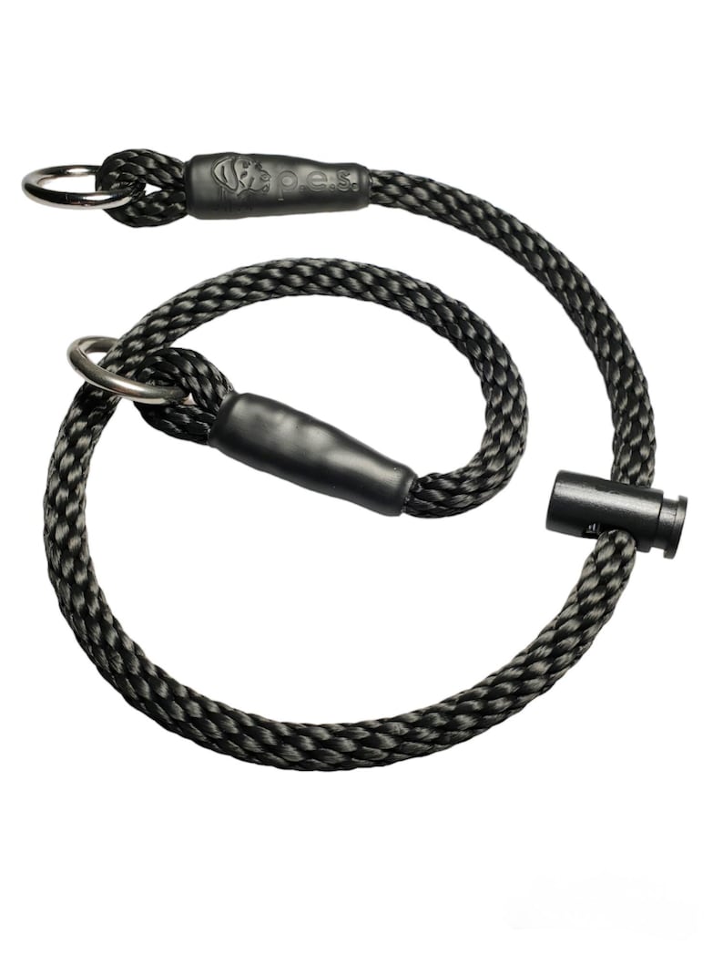 Slip Dog Training Collar, Choke Collar - 8mm PP Soft Rope, Snug Stopper Black