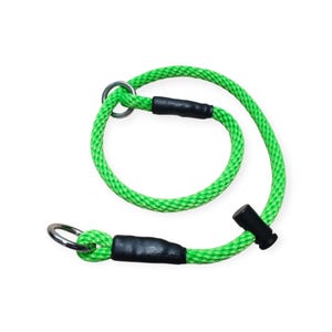 Slip Dog Training Collar, Choke Collar - 8mm PP Soft Rope, Snug Stopper Neon Green