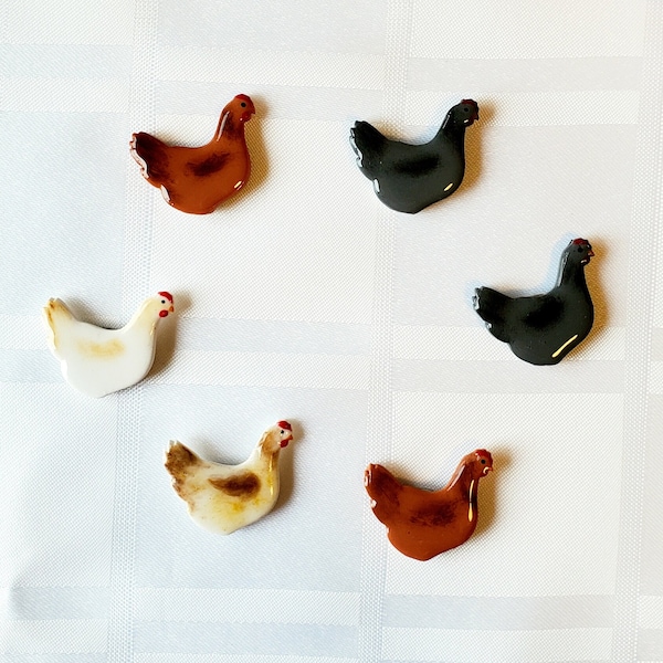 Polymer clay chicken magnets or pins