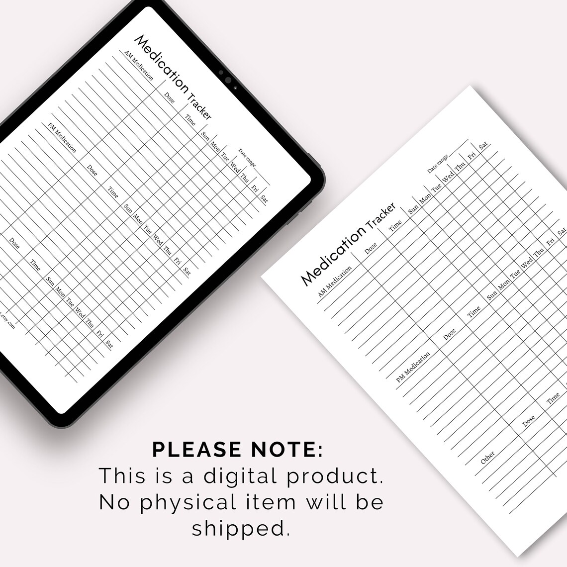 Medication Tracker Editable, Daily Pill Organizer With Reminder, Health Journal, Prescription